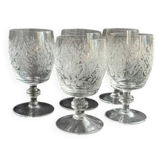 5 engraved crystal glasses