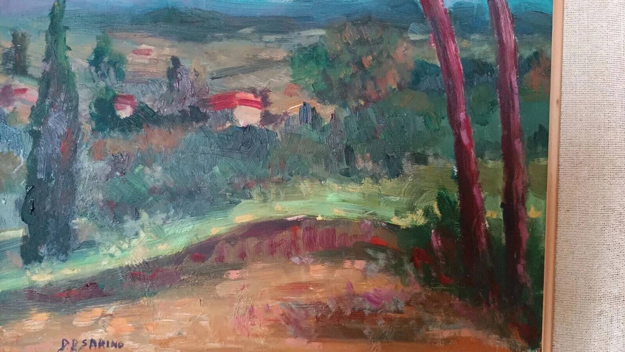 Still life by papalia sarino (1898/1958) oil on panel landscape