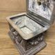 Old signature silver bronze box box, decor hunting scenes