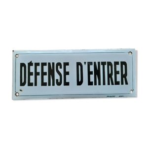 Ancienne plaque émaillée Défense