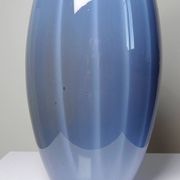 Vintage pear-shaped vase in smoked glass, lined with opaline, Murano bubble glass.