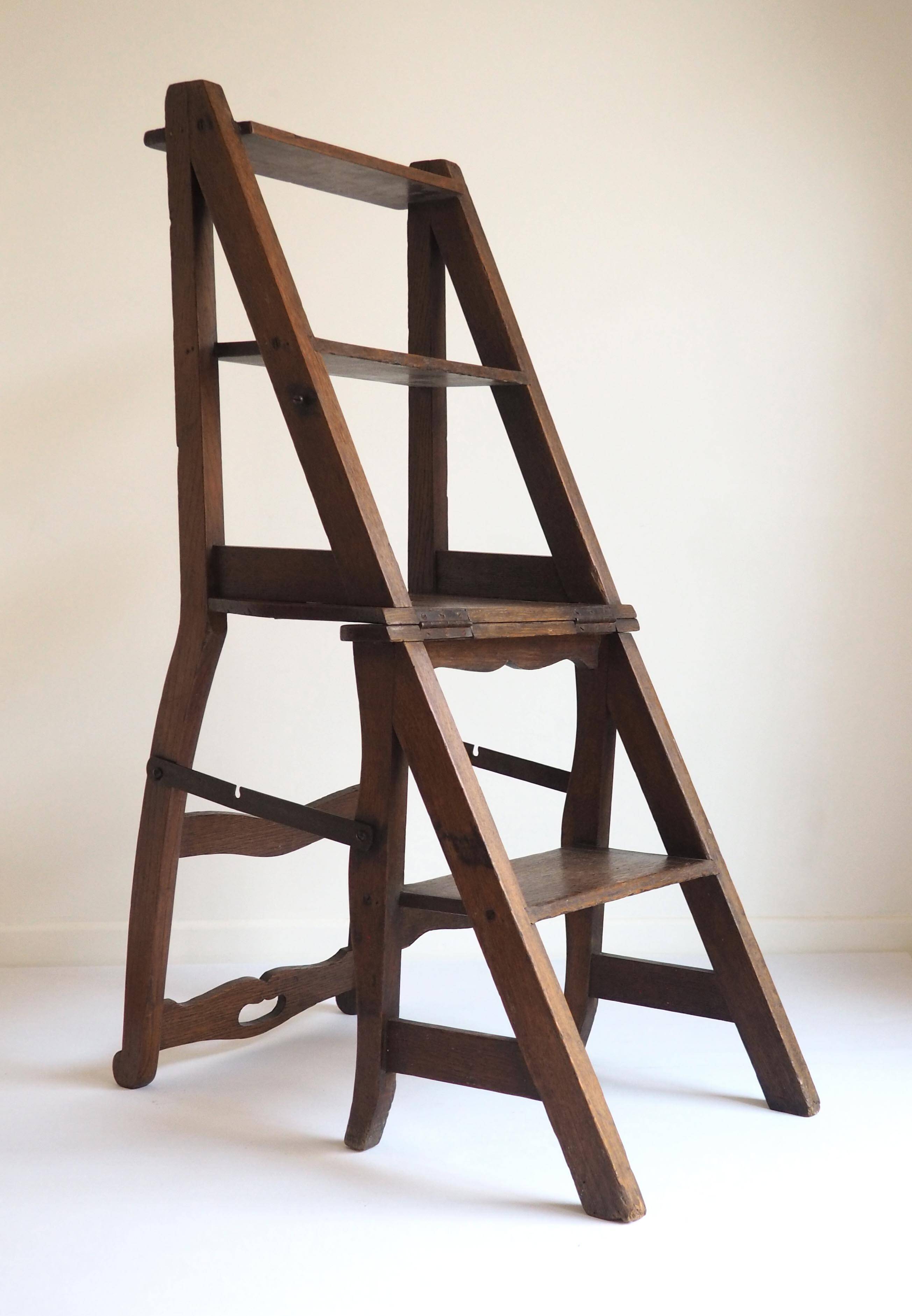 Old wooden chair stepladder