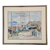 Henri Epstein (1891-1944) - Watercolor on paper - Beach scene - Signed