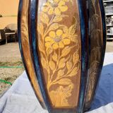 Vase chine en grés émaillé estampillé cachet en creux