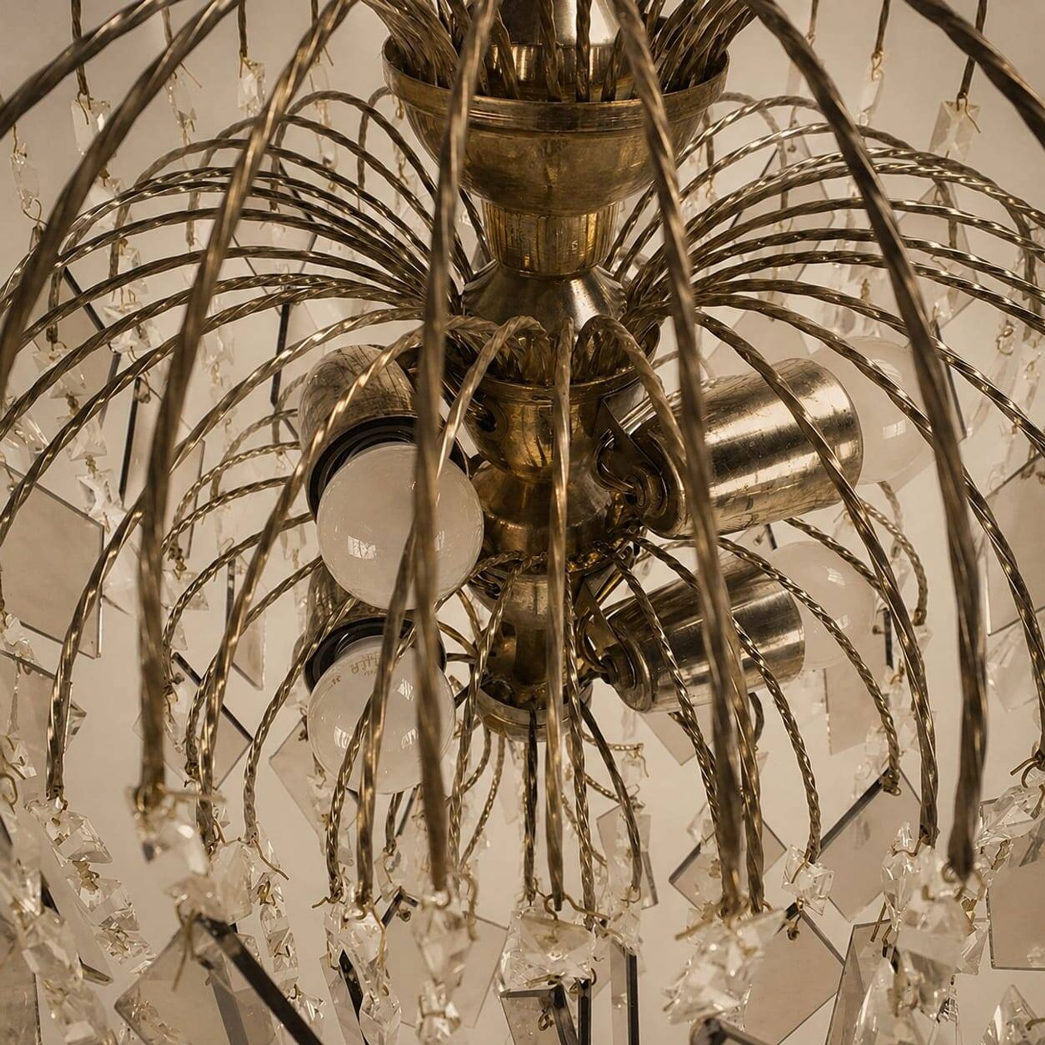 Hollywood Regency crystal and glass chandelier, 1970s