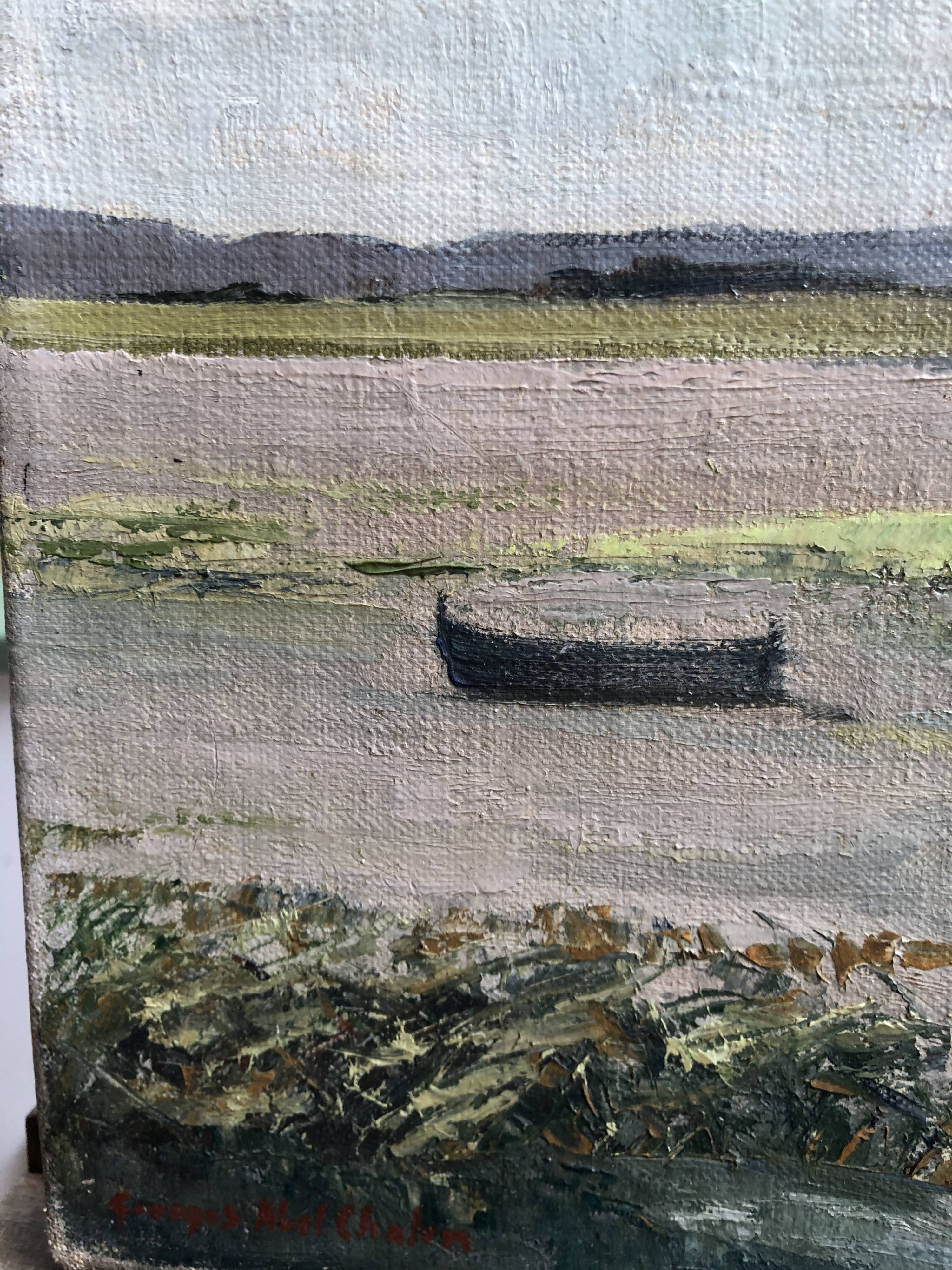 Oil on canvas landscape at Low Tide