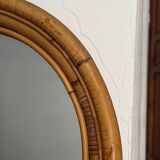 Round rattan mirror from the 60s Spain