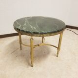 Round coffee table green marble neoclassical style - 60s
