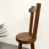 Brutalist chair in solid oak, 1900