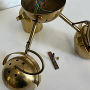 Brass ceiling light with 3 adjustable spotlights by Florian Schulz, Germany, 1970s