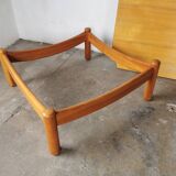 Square coffee table in solid blond wood 80s