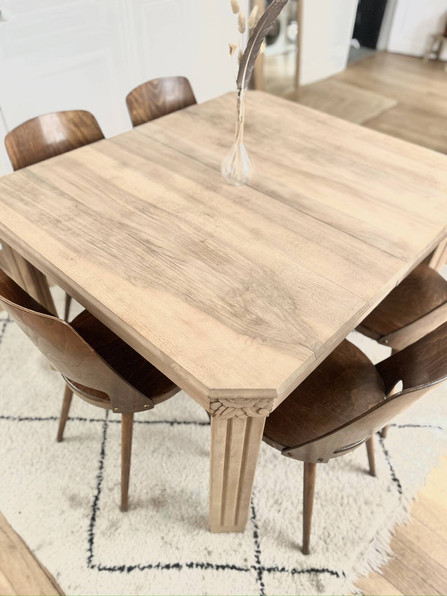 Art Deco dining table made of solid wood.