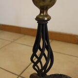 Pair of chenet in iron and bronze modernist
