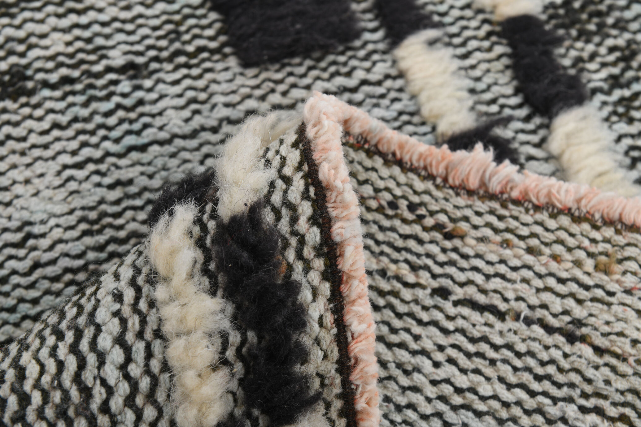 Black & beige turkish runner rug 72x284cm