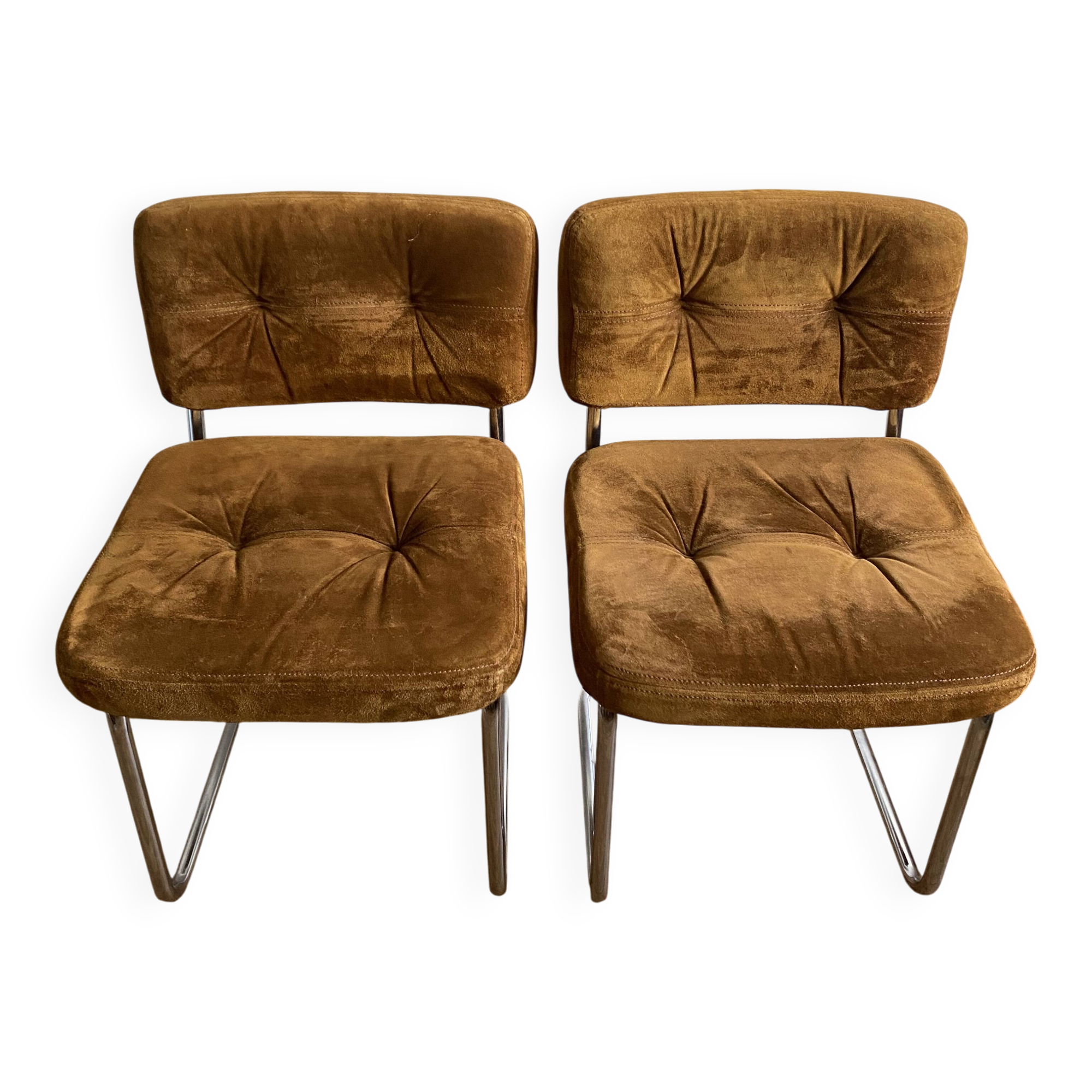Vintage suede chair pair