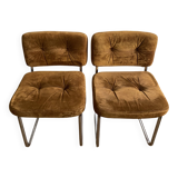 Vintage suede chair pair