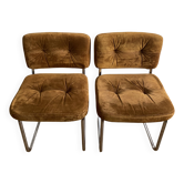 Vintage suede chair pair