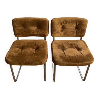 Vintage suede chair pair