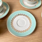 Vintage tea/coffee service in white green gold porcelain LUNEVILLE made in France