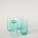 Set of 4 twisted water glasses, Turquoise Blue, 1970