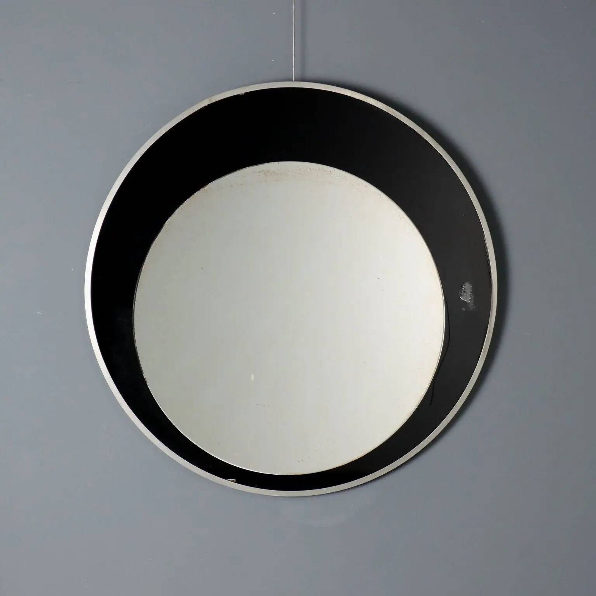 Miroir vintage rond design, Italie 1960s-1970s