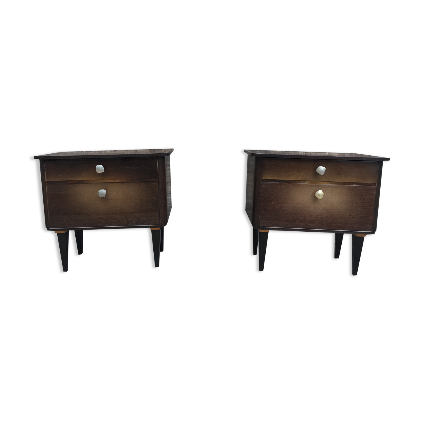 Paire de table de nuit chevet bout de canapé vintage ancien 1950 1960 rétro old french furniture