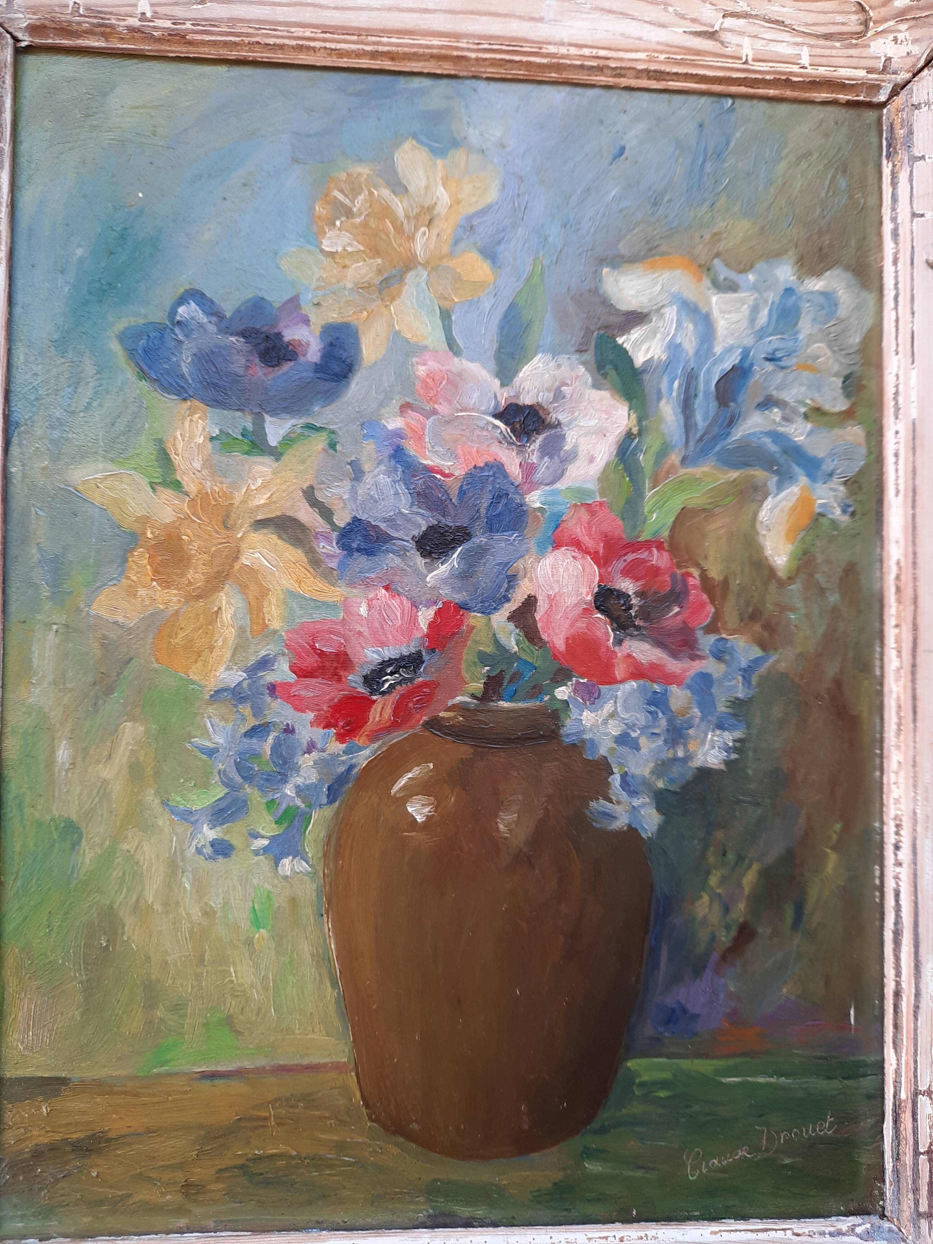 Painting bouquet of vintage flowers