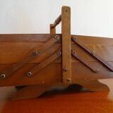 Sewing basket to lay vintage wood