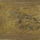 Large Repoussé Chest Coal Fireplace Brass Wood Early 20th Century