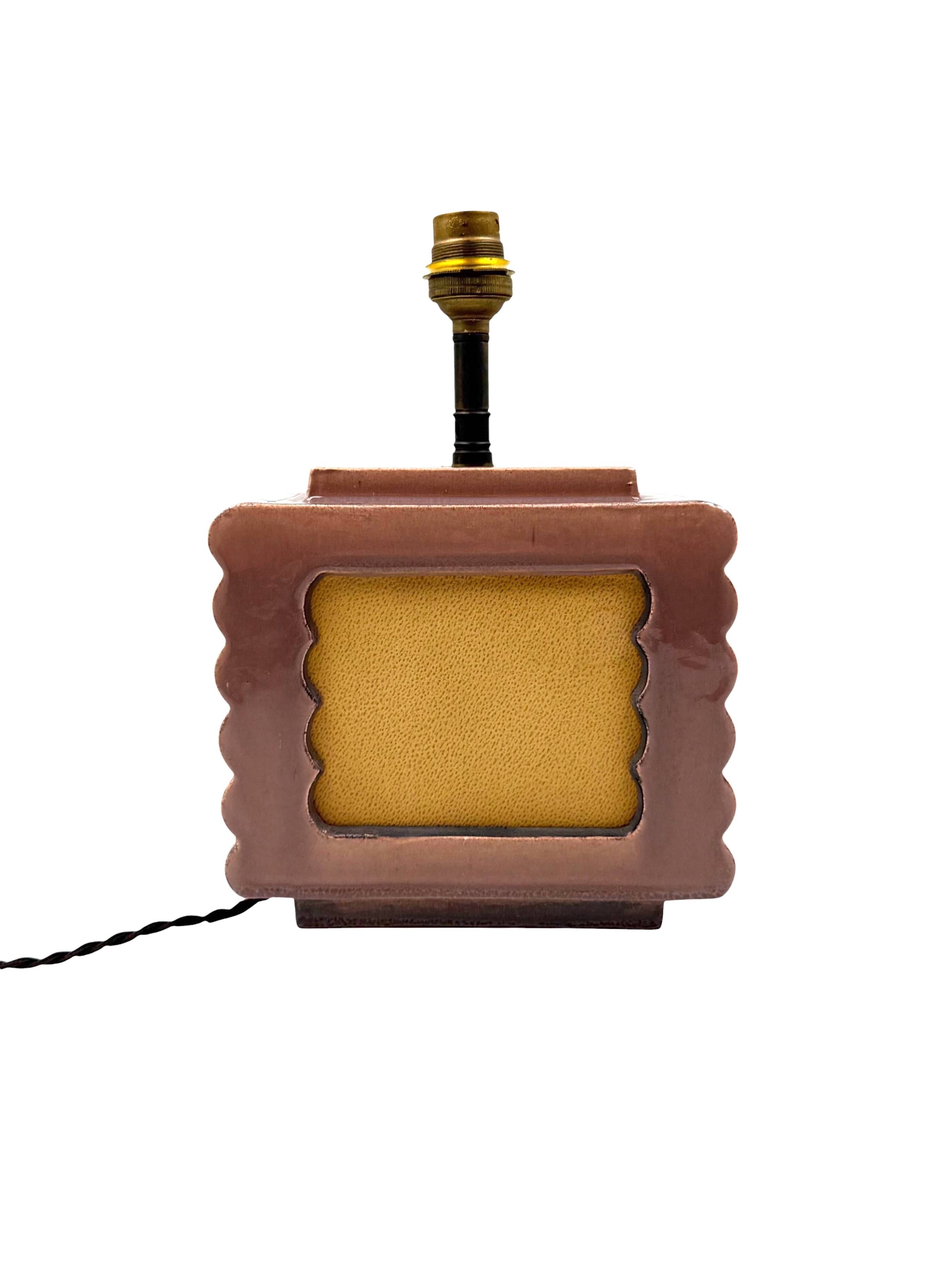 Art deco ceramic table lamp, Andre Fau Boulogne France circa 1940s