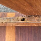 Modernist wooden desk with compass feet 1950