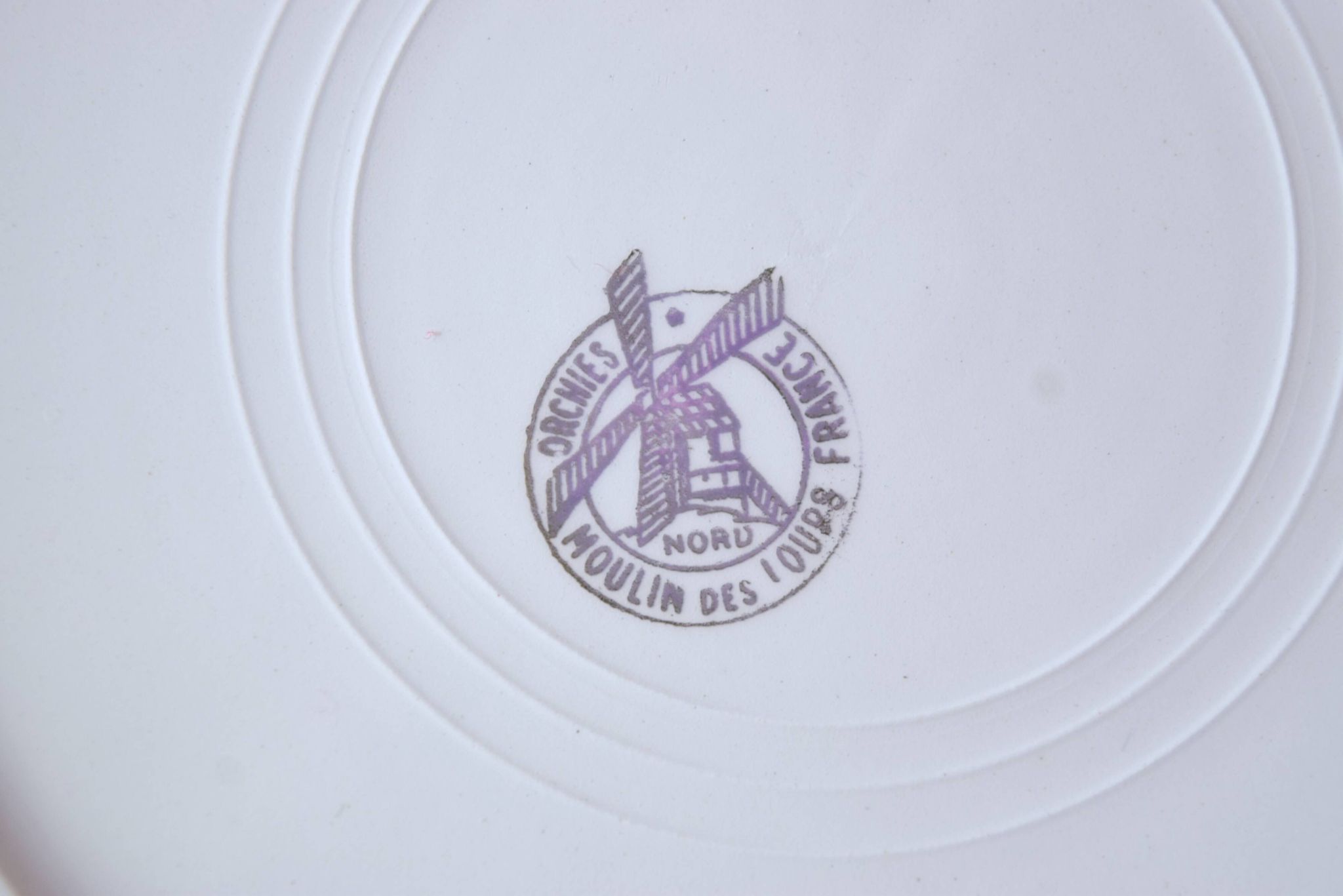 Moulin-des-Loups - Orchies - Set of 6 vintage glazed ceramic cheese plates