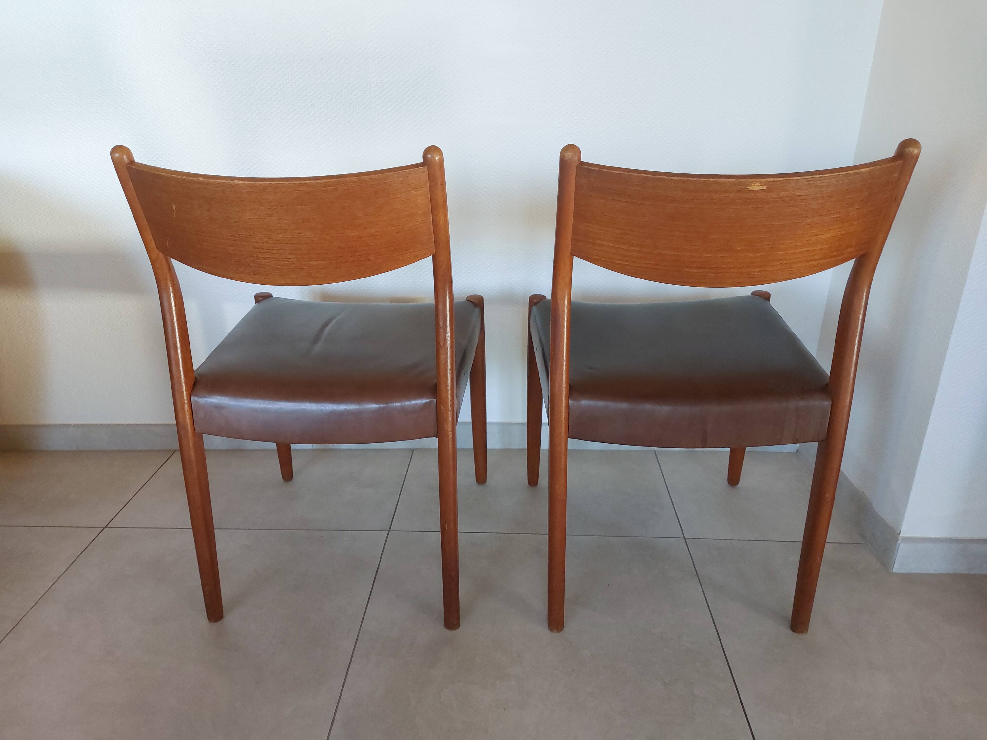 2 Fristho Franeker chairs, Scandinavian, teak and leather.