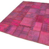 Handmade oriental 178 cm x 248 cm pink patchwork carpet