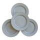 4 vintage dessert plates white porcelain with blue trim
