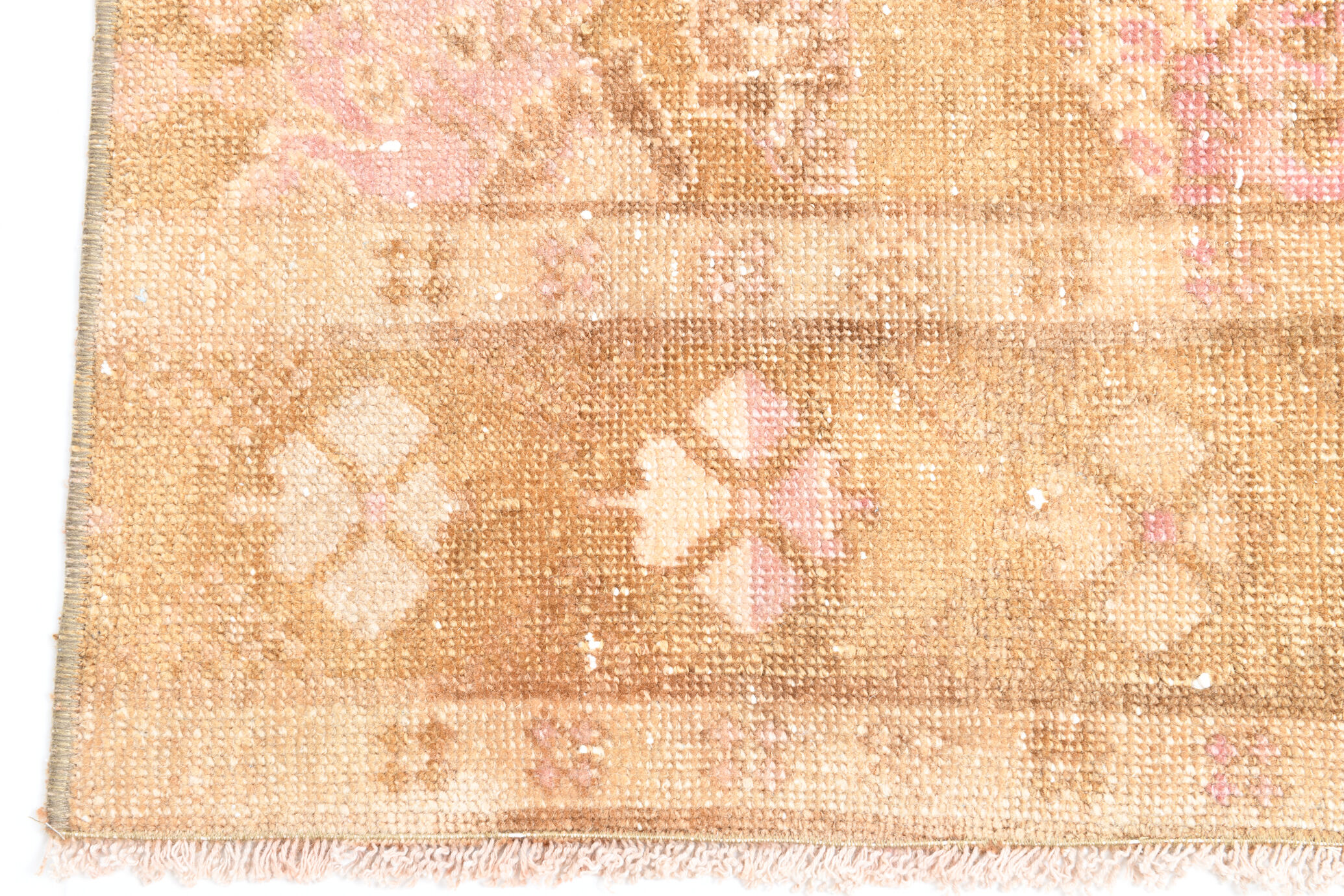 2x7 pink and brown turkish runner rug, 204x58cm