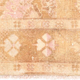 2x7 pink and brown turkish runner rug, 204x58cm