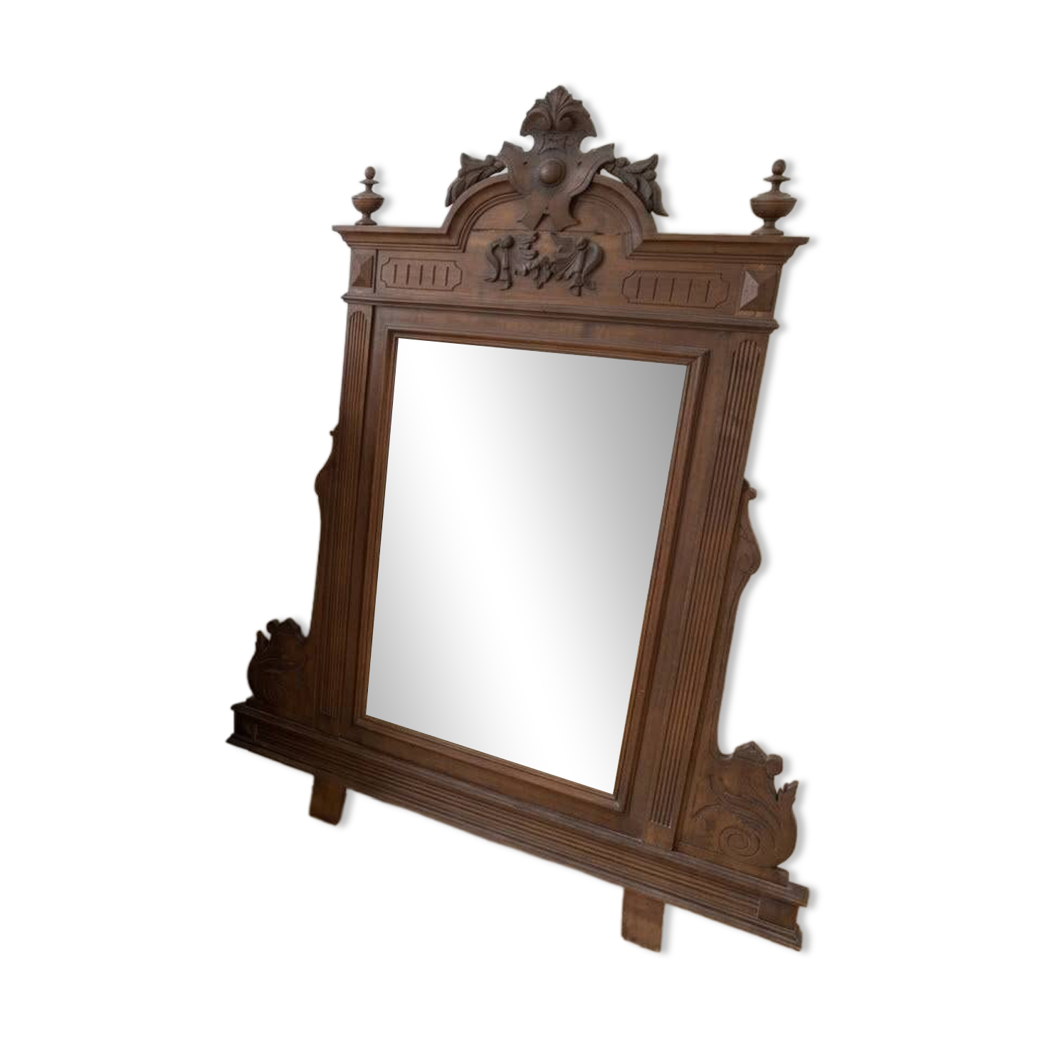 Antique wooden commode with marble top and mirror.