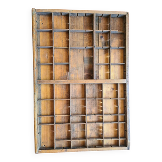 Antique wooden printing case stamped "Deberny et Cie"