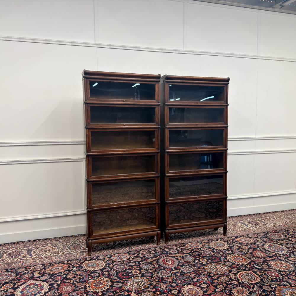 Ensemble de bibliothèques antiques en anglais Wernicke Globe originales