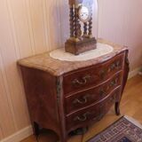 Louis XV style chest of drawers marble and rosewood