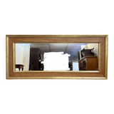 Rectangular mirror in natural wood and gilded wood