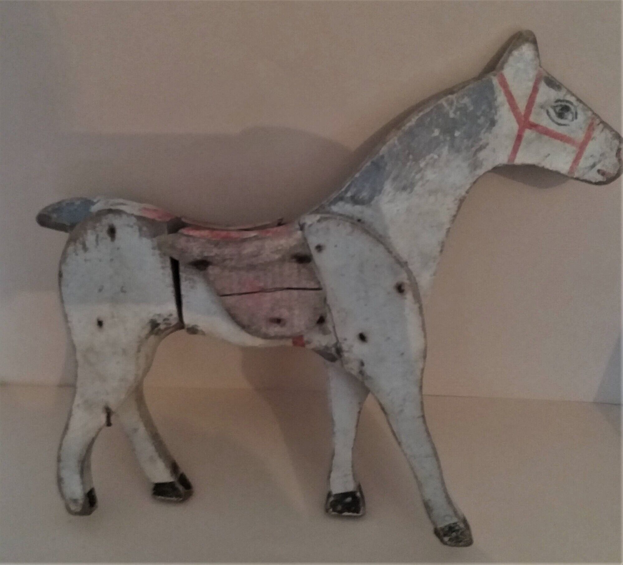 Jouet cheval en bois articulé ancien, début XXème