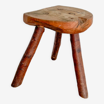 Solid wood cowherd stool