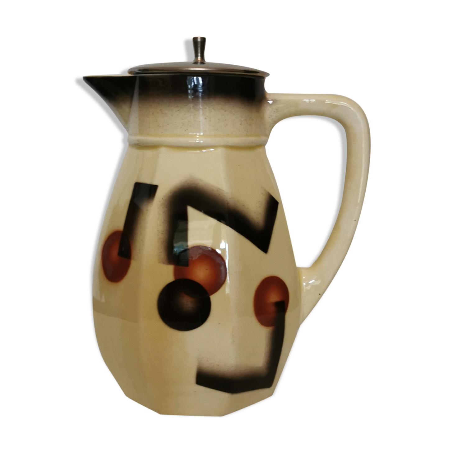Art deco tisanière pitcher in half porcelain "badonviller"