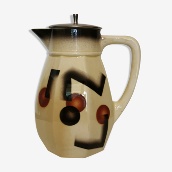 Art deco tisanière pitcher in half porcelain "badonviller"