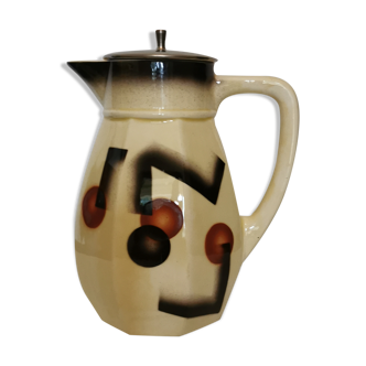 Art deco tisanière pitcher in half porcelain "badonviller"