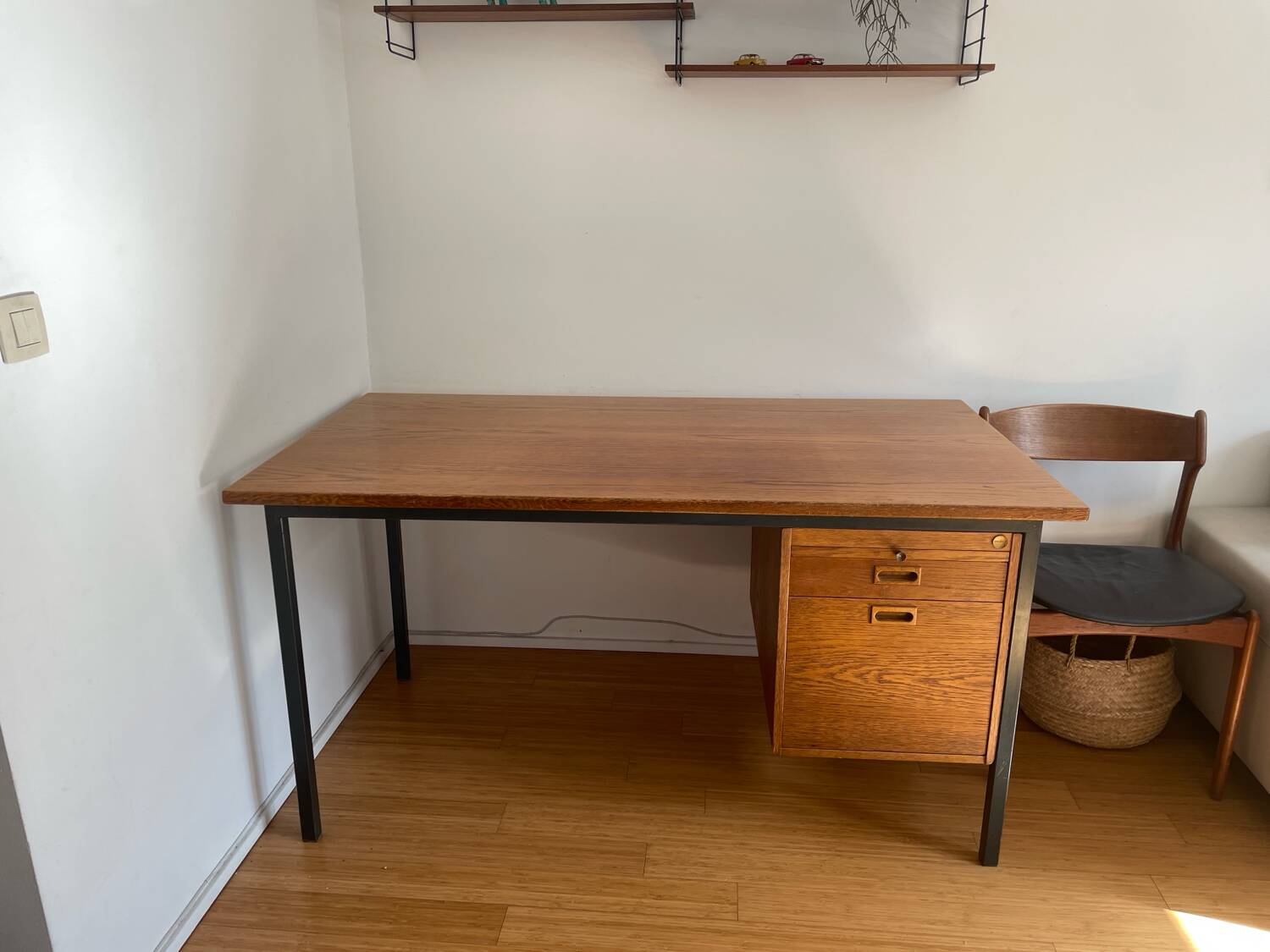 Teak and steel desk