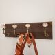 Wall-mounted coat rack wood metal ceramic 40 cm 4 hooks floral patterns