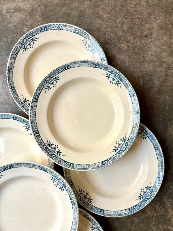 6 assiettes creuses Longchamp en terre de fer, service ''Lily